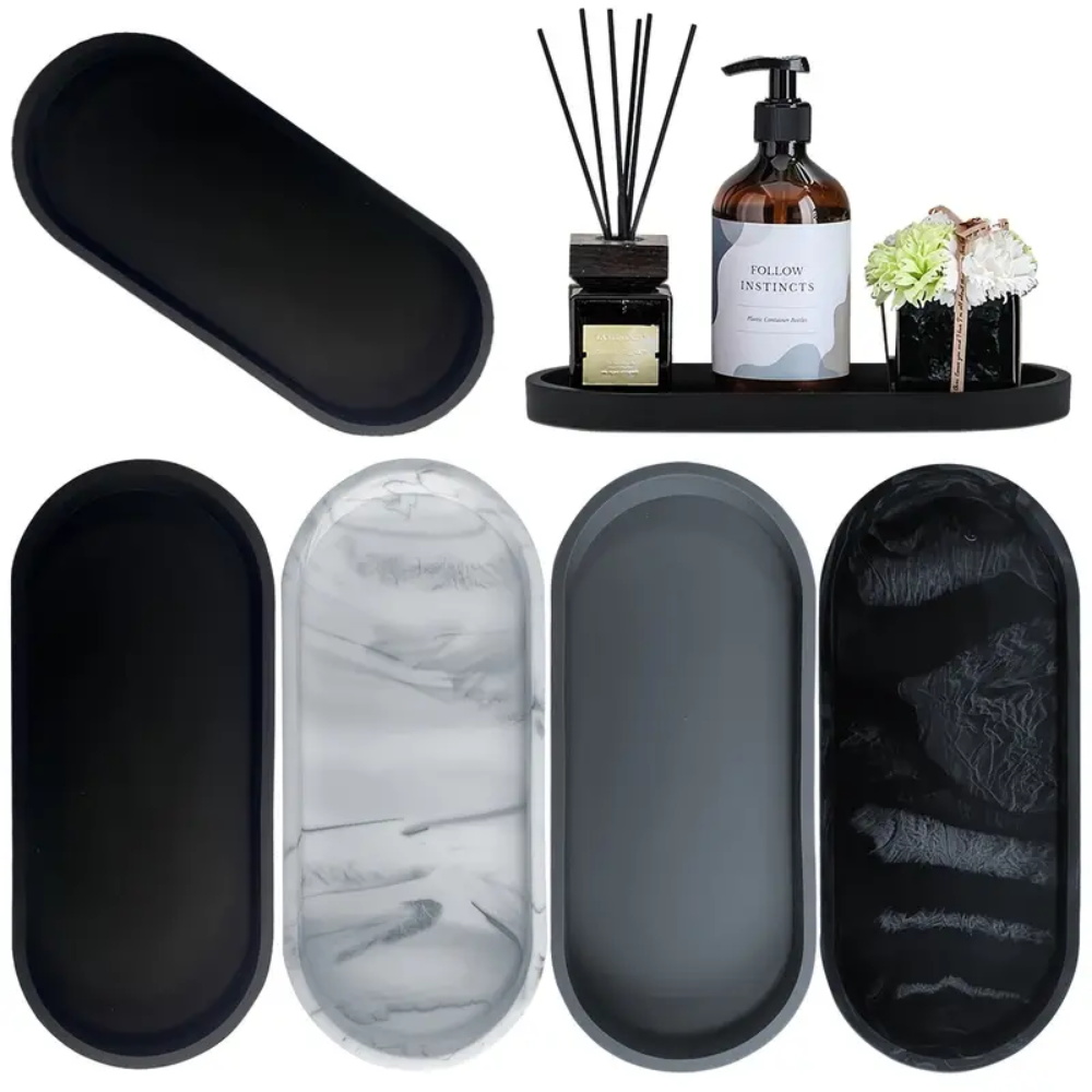 Home Fragrance Gel - 1Pc バスルームドレッシングシリコーントレイ、長方形食器洗い液体とスポンジラック、ドレッシングテーブル香水オーガナイザー、化粧品リング収納トレイ、家庭用品、家の装飾、家庭用家具