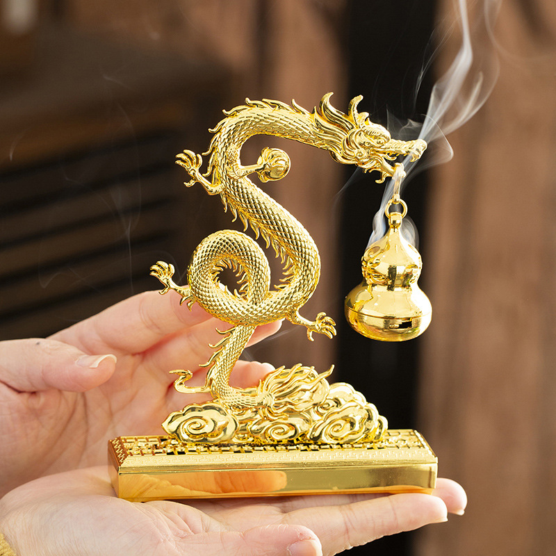 中国風水金龍香炉、胡魯香炉プレート付き、縁起の良い動物像、家 - Home Fragrance Fig のレビューと価格