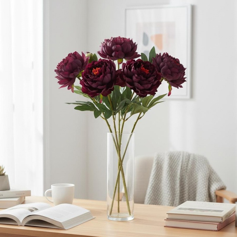 模擬牡丹4個、2つの花頭、焦げた端、強い香り、牡丹のリビング - Home Fragrance Edg のレビューと価格