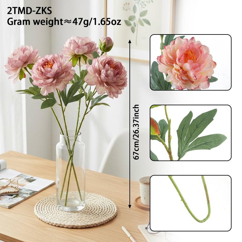 模擬牡丹4個、2つの花頭、焦げた端、強い香り、牡丹のリビング - Home Fragrance Edg のレビューと価格