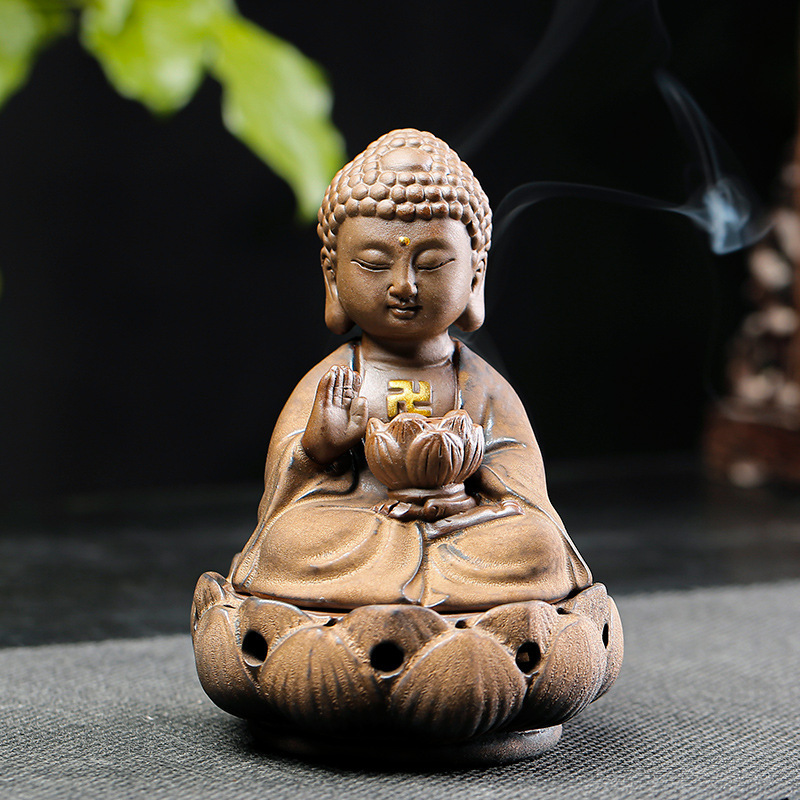 自宅のリビングルーム用のセラミック香箱。禅仏像、小さな僧侶、 - Home Fragrance Fig のレビューと価格