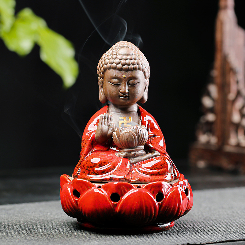 自宅のリビングルーム用のセラミック香箱。禅仏像、小さな僧侶、 - Home Fragrance Fig のレビューと価格